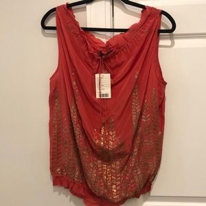 Anthropologie Silk Beaded Top